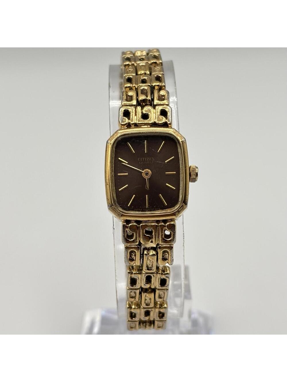 Citizen CQ Gold-Tone Vintage Ladies 17mm Watch 4-102606 Running
